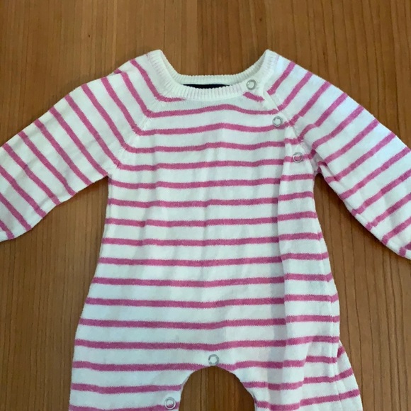 Toobydoo Knit White and Pink Striped Romper, 0-3 months - Picture 2 of 8